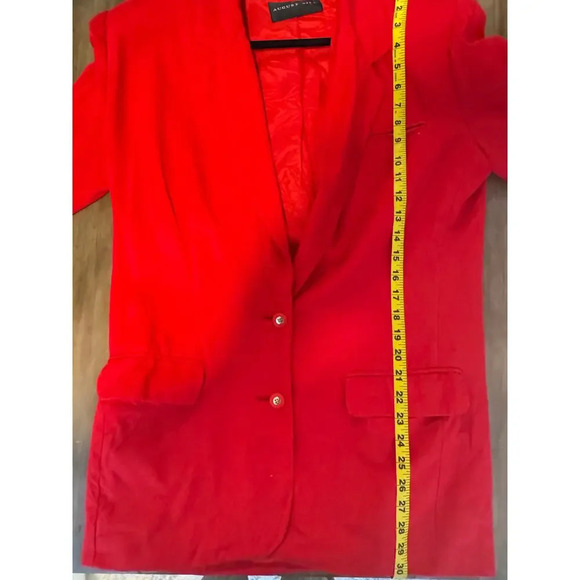Vintage August Silk Oversized Blazer Red Silk Tomato Girl Bold Maximilist SZ 6 - Picture 6 of 7